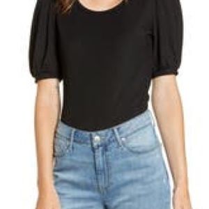 Rachel Parcell ribbed puff sleeve top